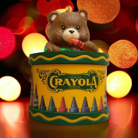 Crayola Ornament Christmas Teddy Bear Crayons Binney Smith Teacher Gift Vtg 1992 - Picture 16 of 16